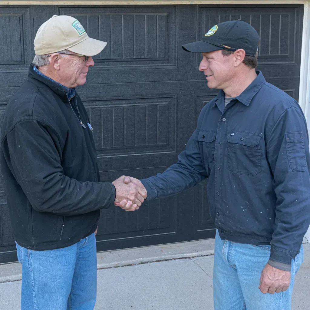 Garage door being serviced at a home in Fishers, IN